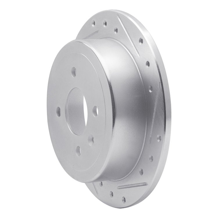 E-Line Drilled & Slotted Silver Brake Rotor, 2014-2016 GM, Position: Rear Right
