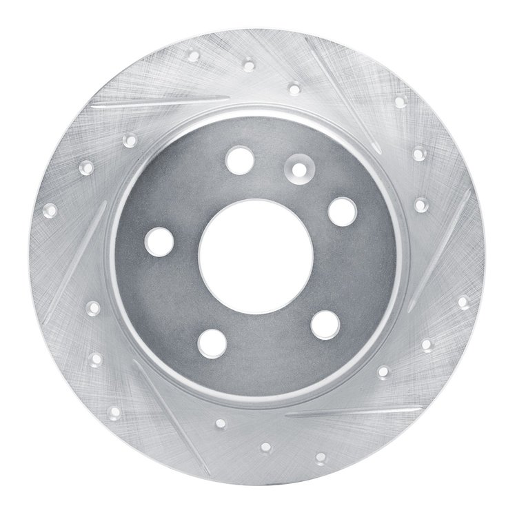 E-Line Drilled & Slotted Silver Brake Rotor, Fits Select GM, Position: Rear Right