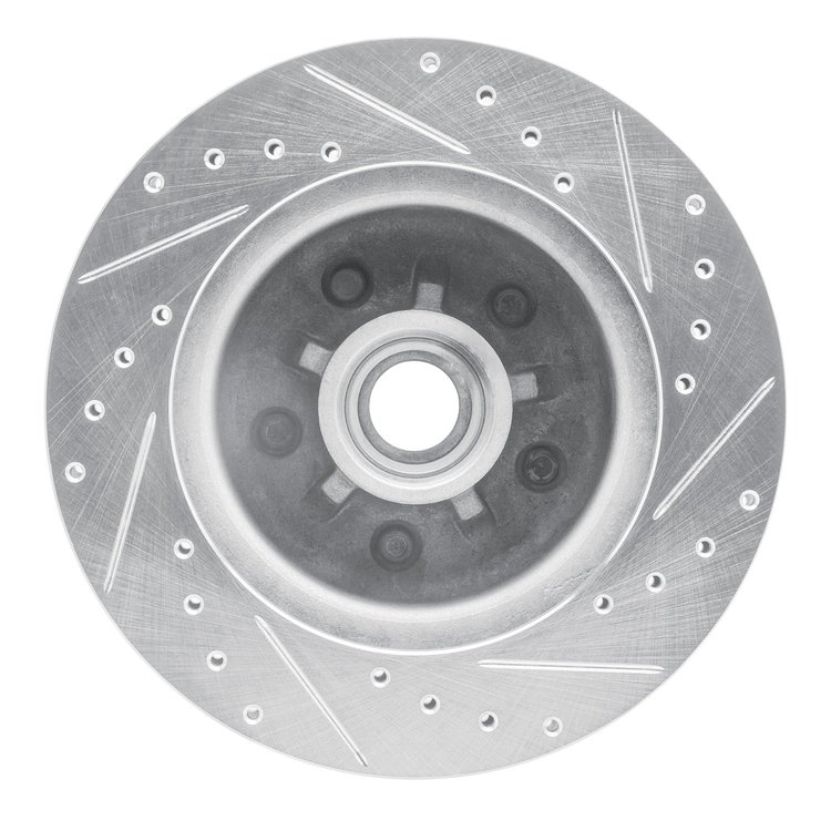 E-Line Drilled & Slotted Silver Brake Rotor, 1985-1992 GM, Position: Front Left