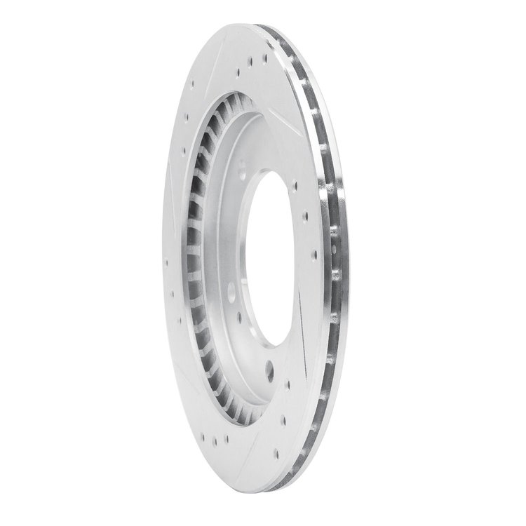 E-Line Drilled & Slotted Silver Brake Rotor, 1999-2004 Fits Multiple Makes/Models, Position: Front Right