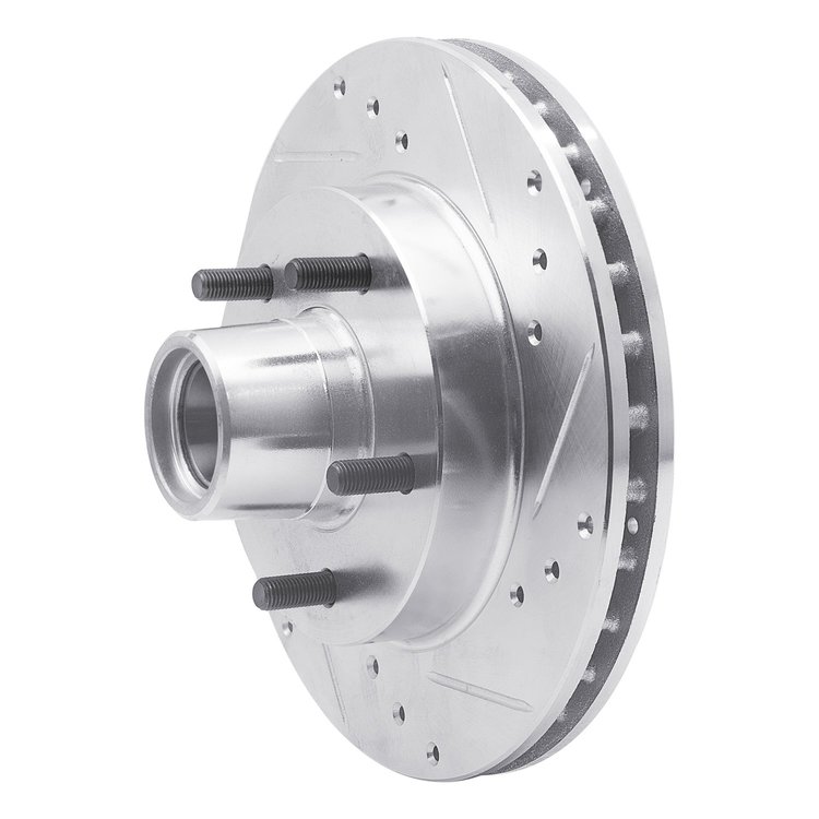 E-Line Drilled & Slotted Silver Brake Rotor, 1982-1995 GM, Position: Front Right