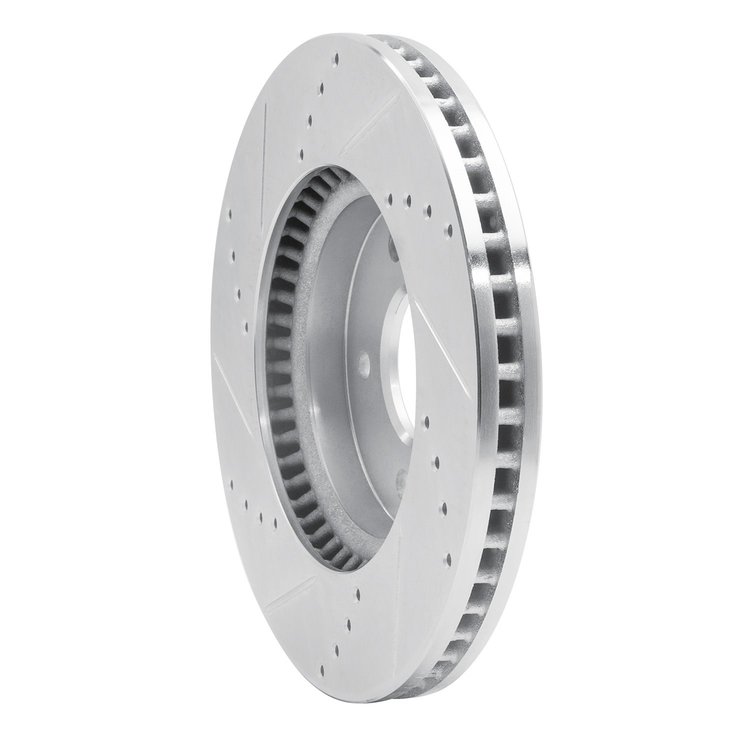 E-Line Drilled & Slotted Silver Brake Rotor, 2007-2015 GM, Position: Front Right