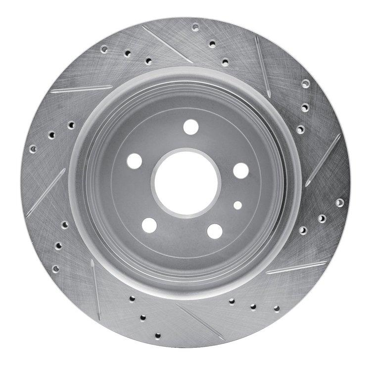 E-Line Drilled & Slotted Silver Brake Rotor, Fits Select GM, Position: Rear Left