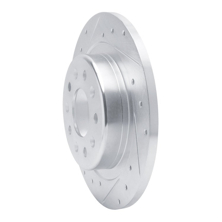 E-Line Drilled & Slotted Silver Brake Rotor, Fits Select GM, Position: Rear Left