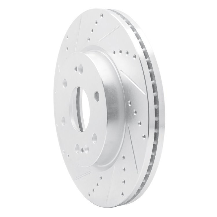 E-Line Drilled & Slotted Silver Brake Rotor, Fits Select GM, Position: Front Left