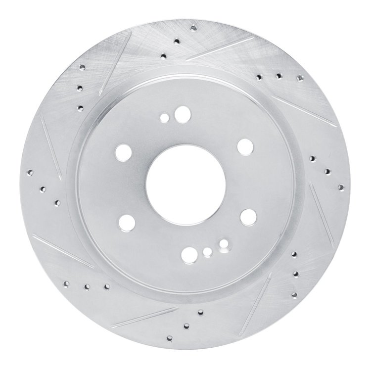 E-Line Drilled & Slotted Silver Brake Rotor, Fits Select GM, Position: Rear Left