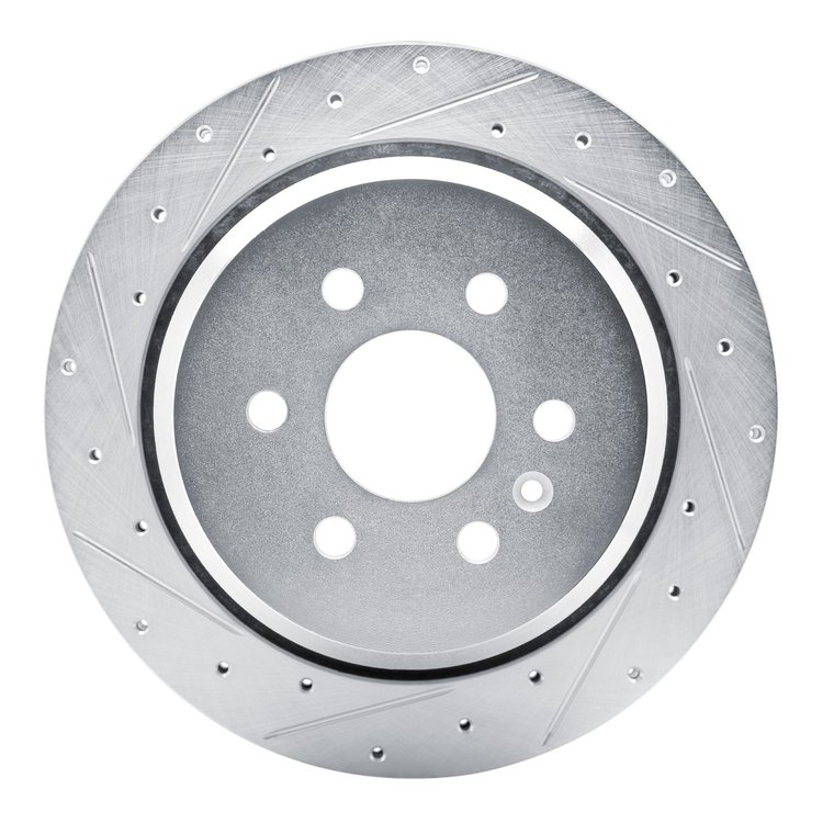 E-Line Drilled & Slotted Silver Brake Rotor, Fits Select GM, Position: Rear Left