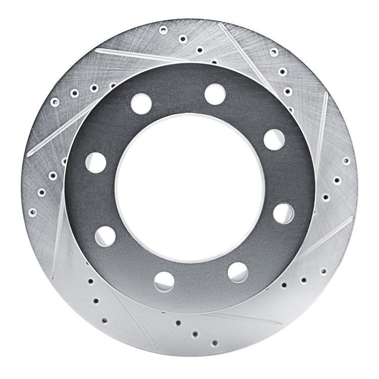 E-Line Drilled & Slotted Silver Brake Rotor, Fits Select GM, Position: Rear Right