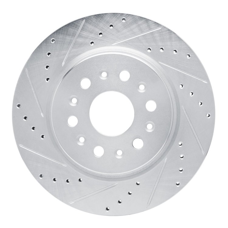 E-Line Drilled & Slotted Silver Brake Rotor, Fits Select GM, Position: Rear Left