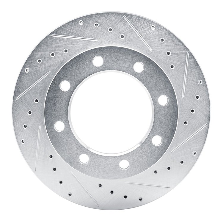 E-Line Drilled & Slotted Silver Brake Rotor, 1977-2000 Fits Multiple Makes/Models, Position: Front Right