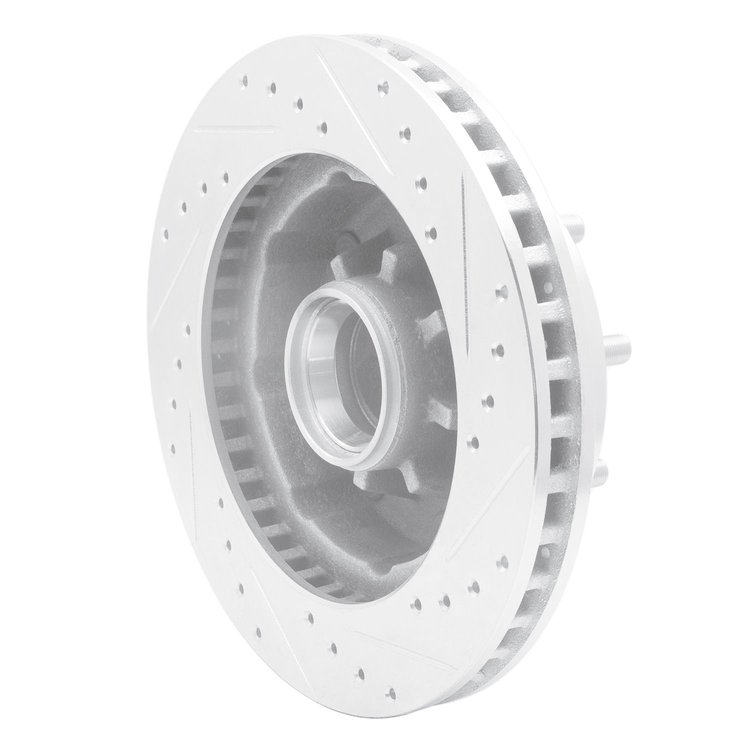 E-Line Drilled & Slotted Silver Brake Rotor, 1971-1995 GM, Position: Front Left