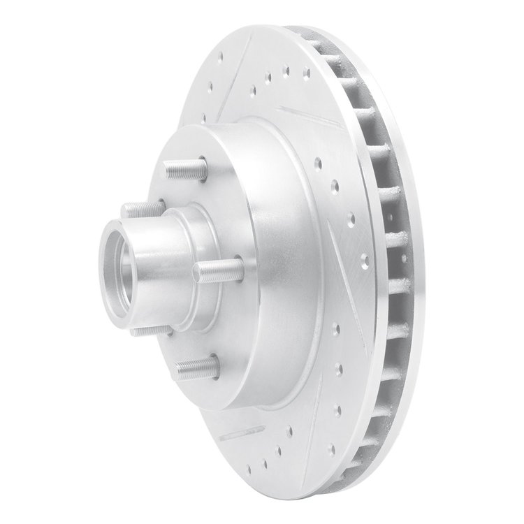 E-Line Drilled & Slotted Silver Brake Rotor, 1983-1992 GM, Position: Front Left
