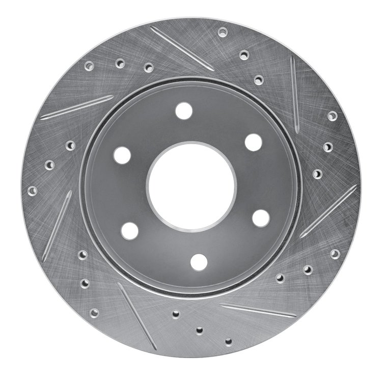 E-Line Drilled & Slotted Silver Brake Rotor, 1988-1991 GM, Position: Front Left