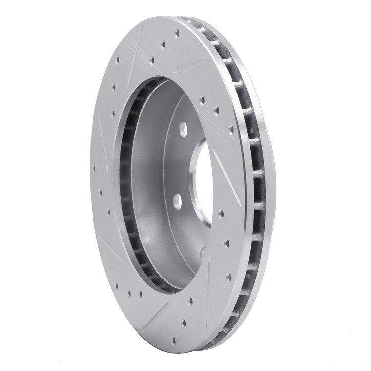 E-Line Drilled & Slotted Silver Brake Rotor, 1988-1991 GM, Position: Front Right