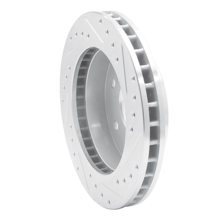 E-Line Drilled & Slotted Silver Brake Rotor, 1988-2000 GM, Position: Front Left