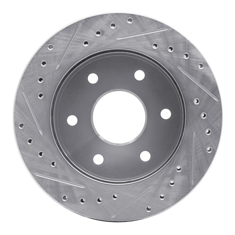 E-Line Drilled & Slotted Silver Brake Rotor, 1988-2000 GM, Position: Front Right