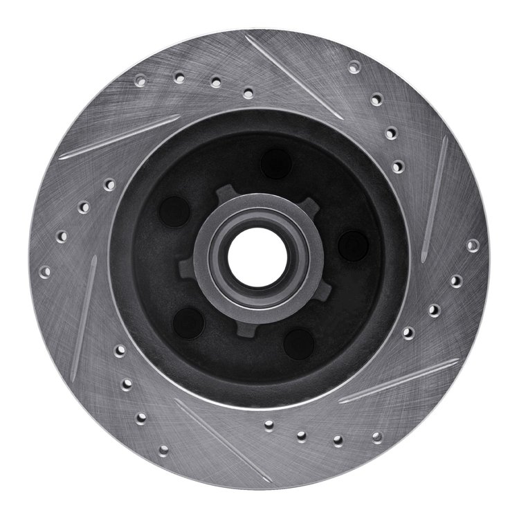 E-Line Drilled & Slotted Silver Brake Rotor, 1988-1994 GM, Position: Front Left