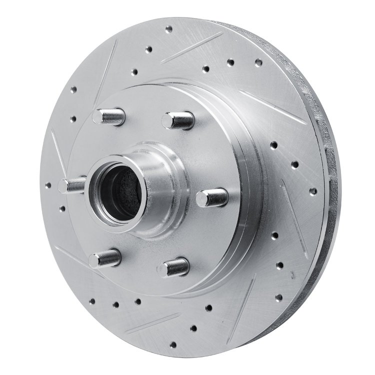 E-Line Drilled & Slotted Silver Brake Rotor, 1988-1996 GM, Position: Front Left