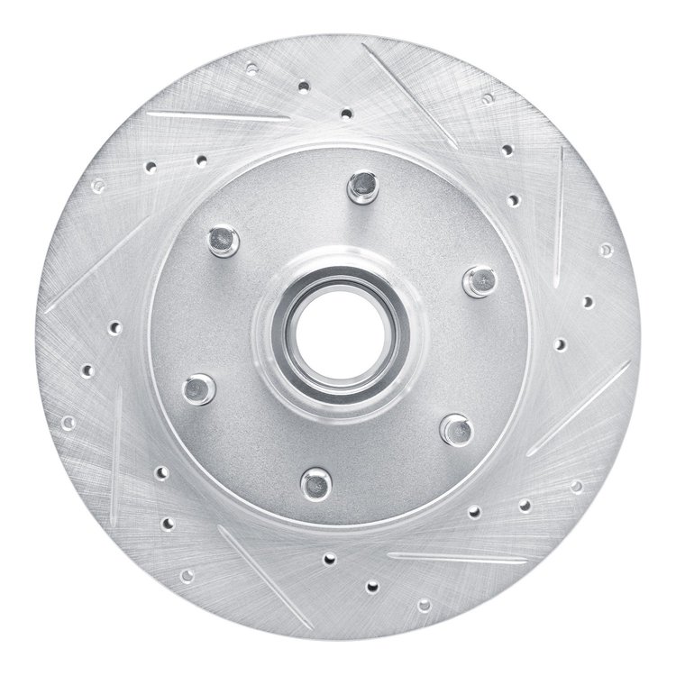E-Line Drilled & Slotted Silver Brake Rotor, 1988-1996 GM, Position: Front Right