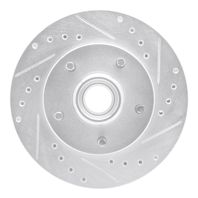 E-Line Drilled & Slotted Silver Brake Rotor, 1991-2003 GM, Position: Front Right