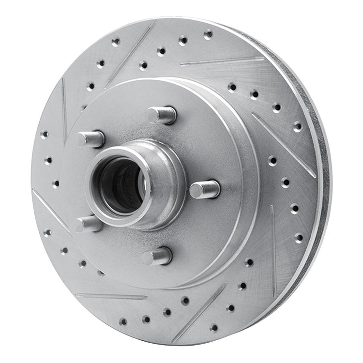 E-Line Drilled & Slotted Silver Brake Rotor, 1992-2002 GM, Position: Front Left