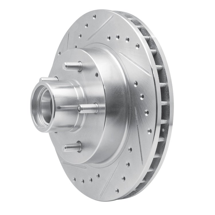 E-Line Drilled & Slotted Silver Brake Rotor, 1993-1995 GM, Position: Front Left