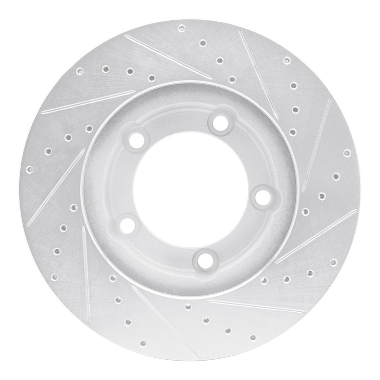 E-Line Drilled & Slotted Silver Brake Rotor, 1994-2006 GM, Position: Front Left