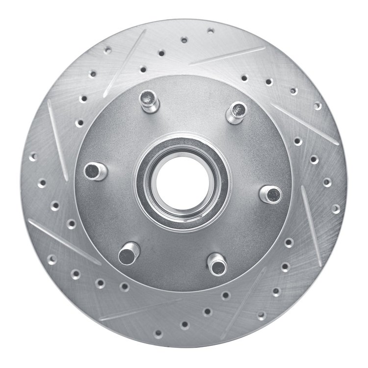 E-Line Drilled & Slotted Silver Brake Rotor, 1994-2002 GM, Position: Front Left