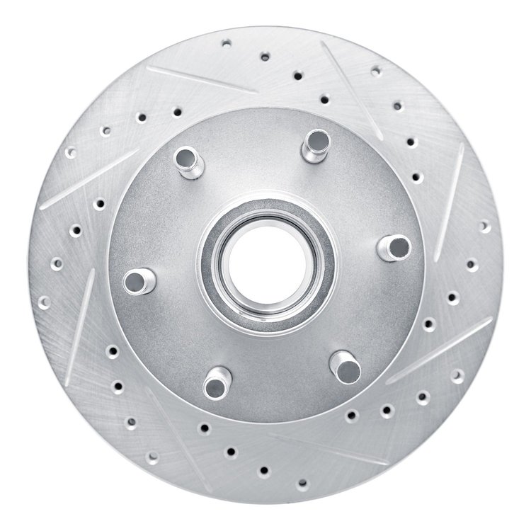 E-Line Drilled & Slotted Silver Brake Rotor, 1994-2002 GM, Position: Front Right