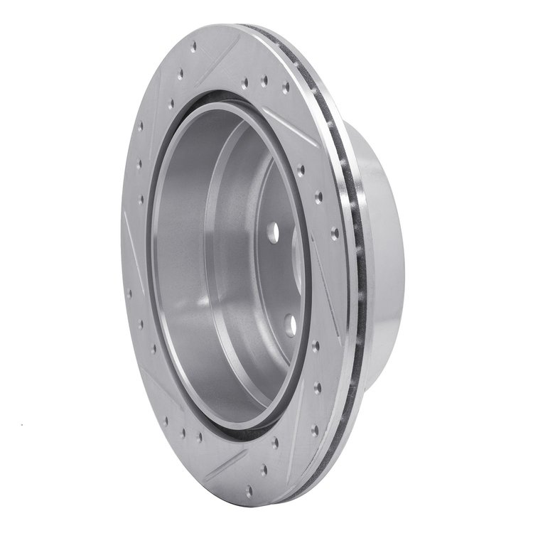 E-Line Drilled & Slotted Silver Brake Rotor, 1999-2007 GM, Position: Rear Right