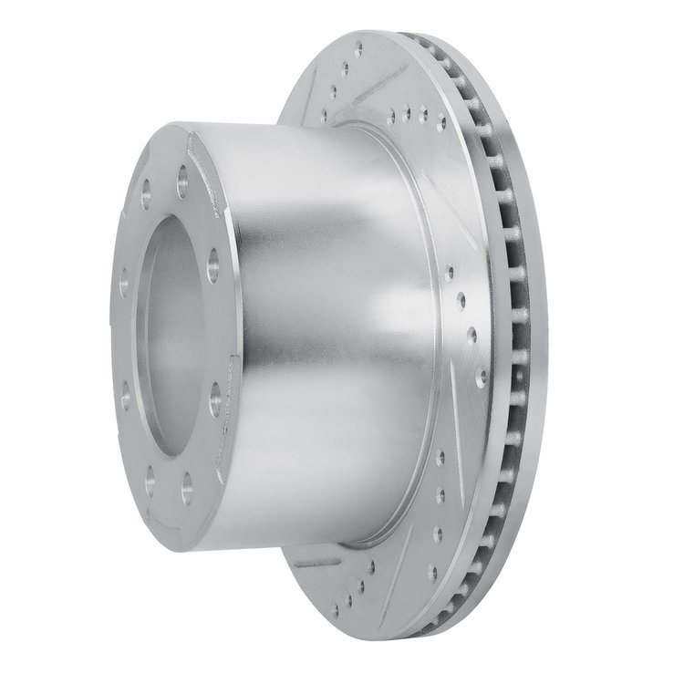 E-Line Drilled & Slotted Silver Brake Rotor, 2001-2010 GM, Position: Rear Left
