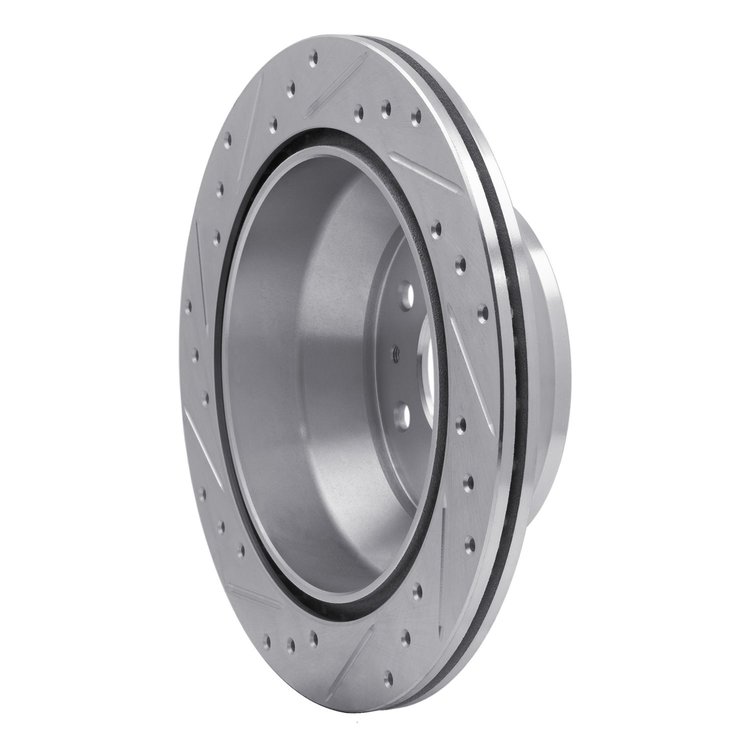 E-Line Drilled & Slotted Silver Brake Rotor, 2002-2009 GM, Position: Rear Right