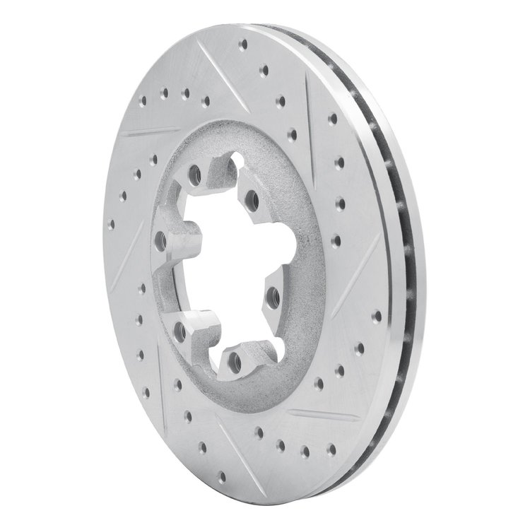 E-Line Drilled & Slotted Silver Brake Rotor, 2004-2008 GM, Position: Front Right