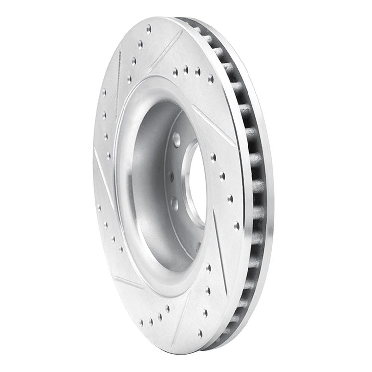 E-Line Drilled & Slotted Silver Brake Rotor, 2006-2009 GM, Position: Front Right