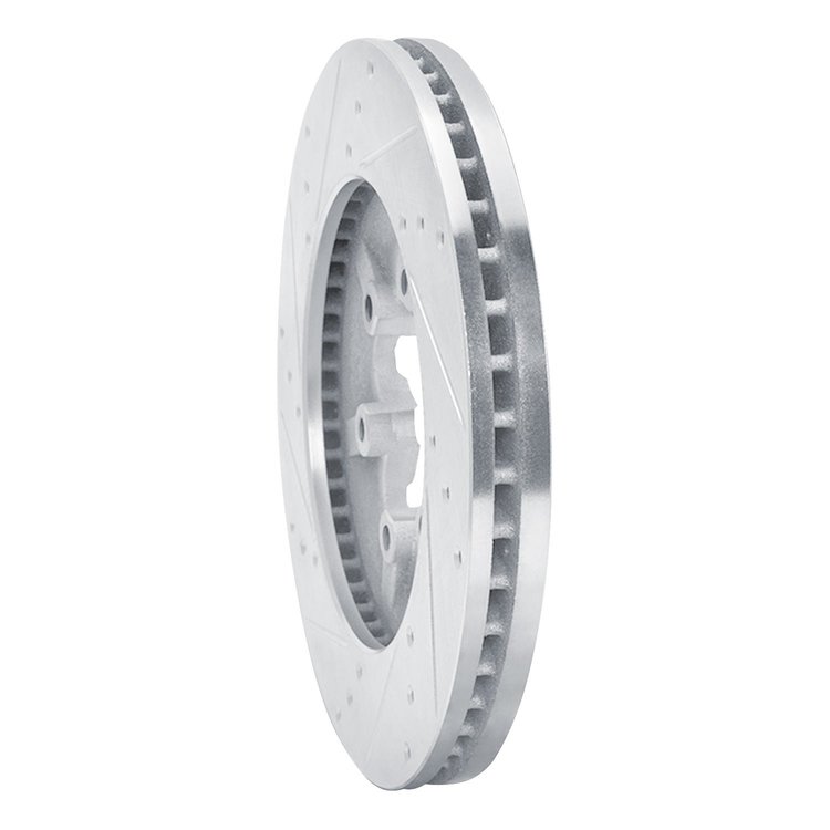 E-Line Drilled & Slotted Silver Brake Rotor, 2009-2012 GM, Position: Front Right