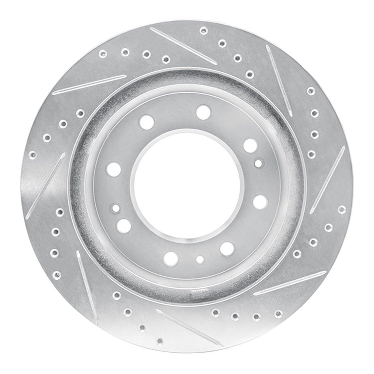 E-Line Drilled & Slotted Silver Brake Rotor, Fits Select GM, Position: Front Left
