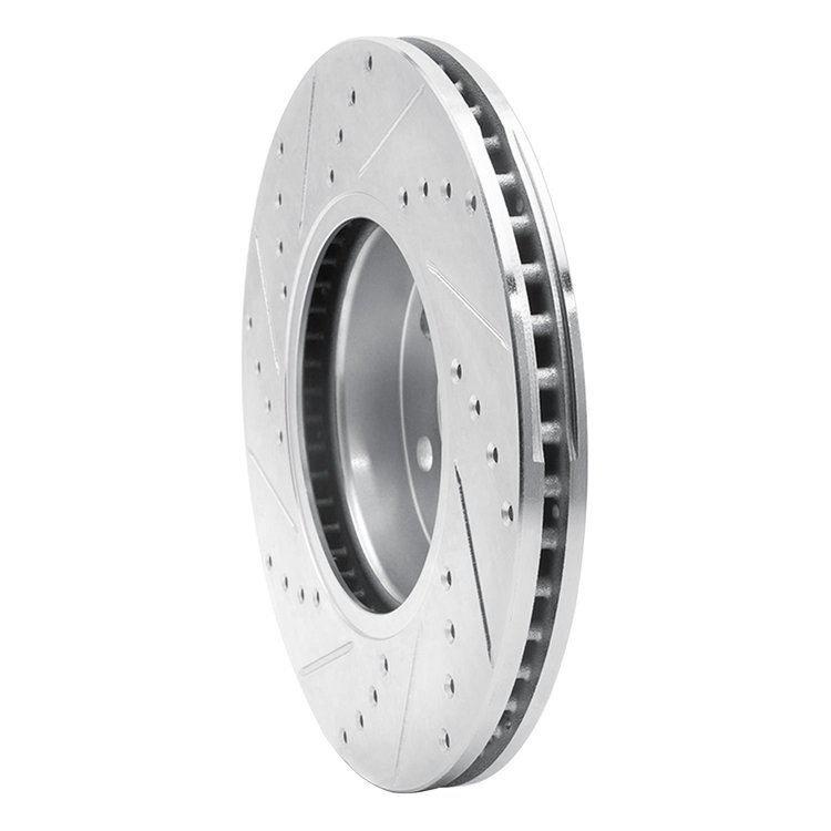 E-Line Drilled & Slotted Silver Brake Rotor, 2015-2020 GM, Position: Front Right