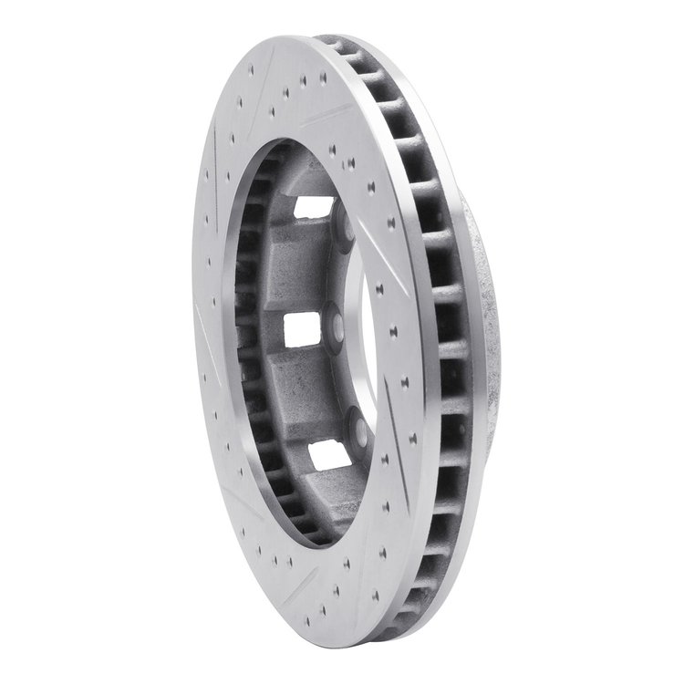 E-Line Drilled & Slotted Silver Brake Rotor, 1971-1991 Fits Multiple Makes/Models, Position: Front Right
