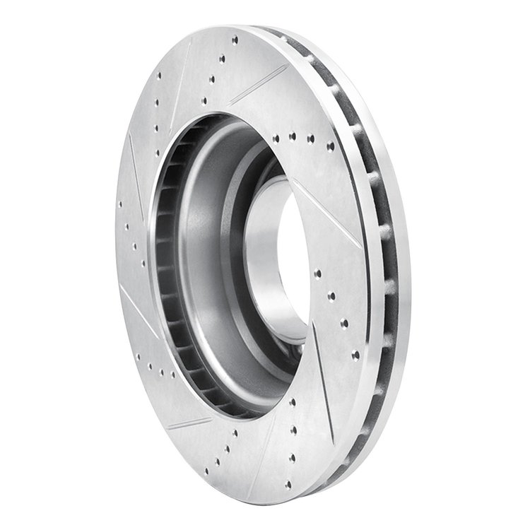 E-Line Drilled & Slotted Silver Brake Rotor, 2003-2010 GM, Position: Front & Rear Right