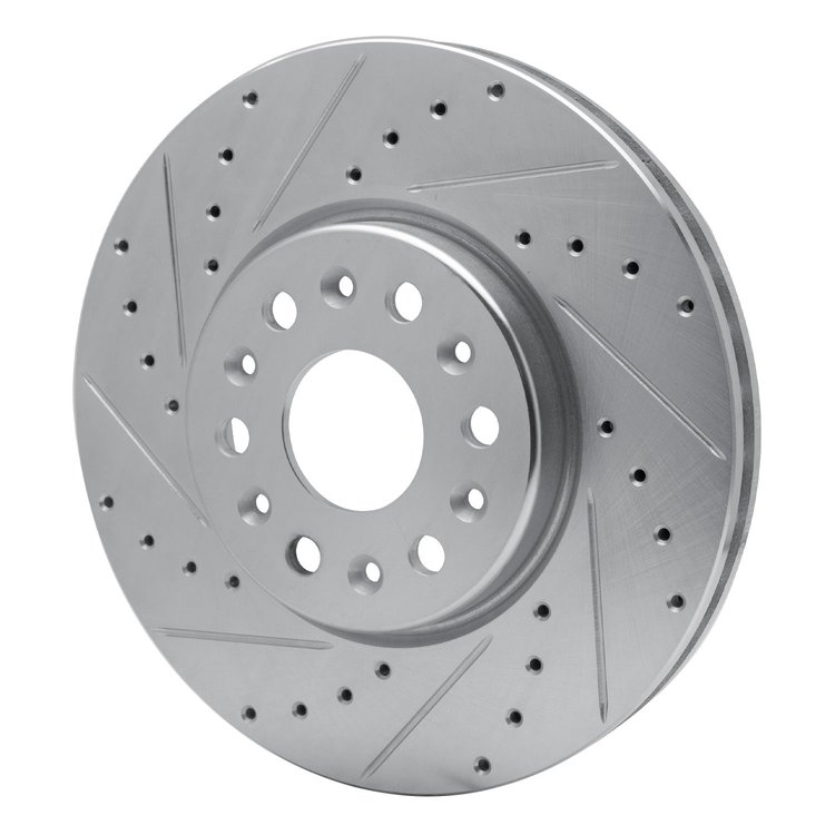 E-Line Drilled & Slotted Silver Brake Rotor, Fits Select GM, Position: Front Left