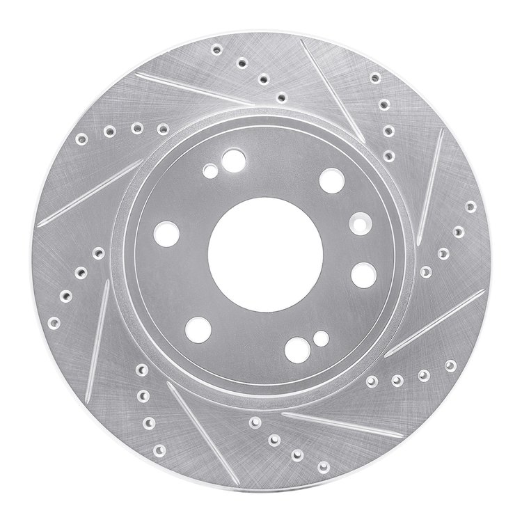 E-Line Drilled & Slotted Silver Brake Rotor, 2009-2020 GM, Position: Front Right