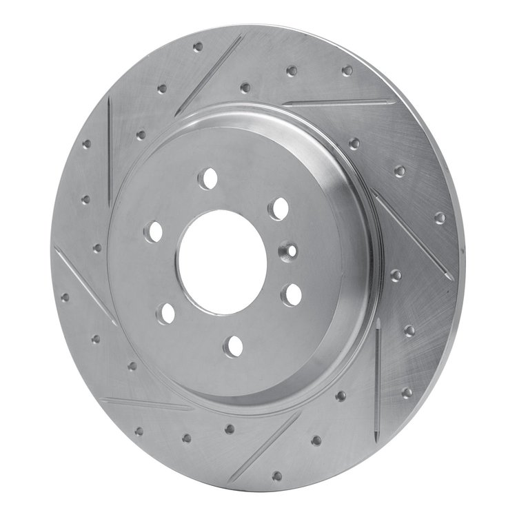 E-Line Drilled & Slotted Silver Brake Rotor, 2011-2015 VPG, Position: Rear Left