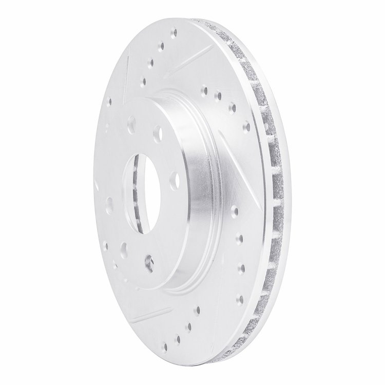 E-Line Drilled & Slotted Silver Brake Rotor, 1989-1993 Fits Multiple Makes/Models, Position: Front Left