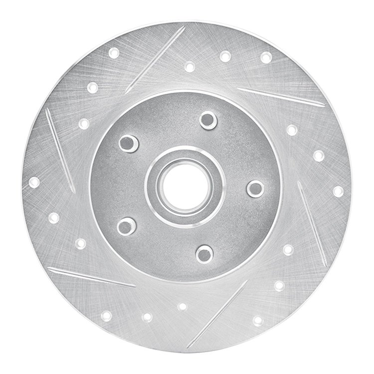 E-Line Drilled & Slotted Silver Brake Rotor, 1984-1987 GM, Position: Front Left