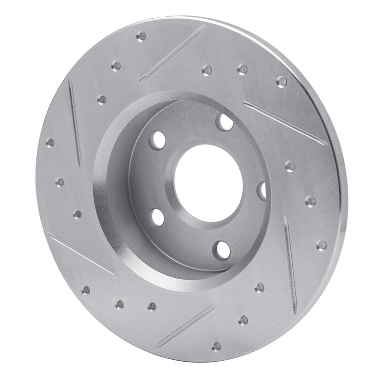 E-Line Drilled & Slotted Silver Brake Rotor, 1984-1987 GM, Position: Rear Right