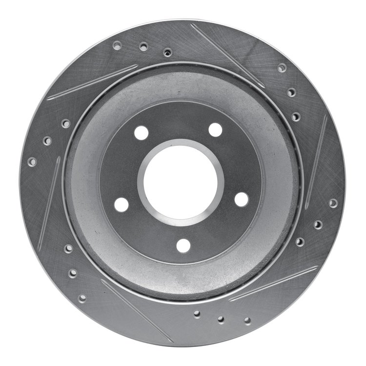 E-Line Drilled & Slotted Silver Brake Rotor, 1985-1992 GM, Position: Rear Left