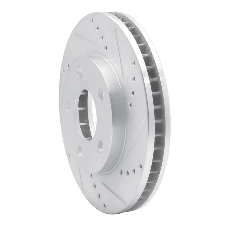 E-Line Drilled & Slotted Silver Brake Rotor, 1997-2005 GM, Position: Front Right
