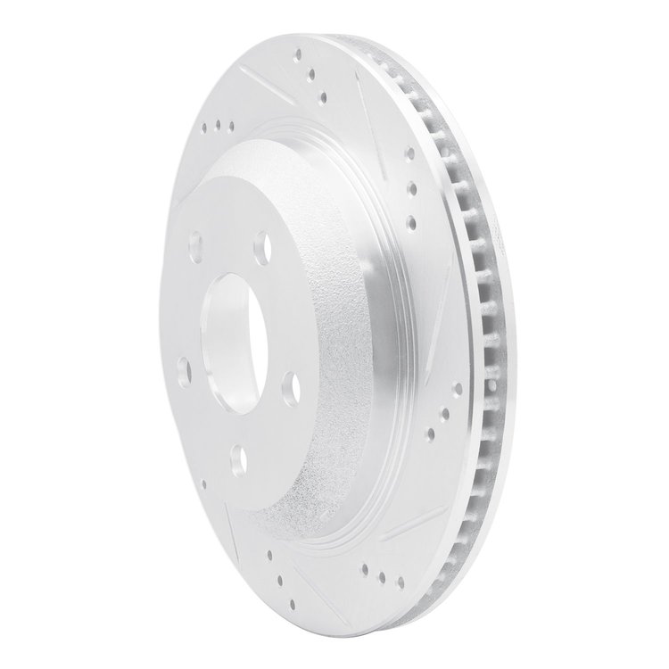 E-Line Drilled & Slotted Silver Brake Rotor, 1998-2002 GM, Position: Rear Right