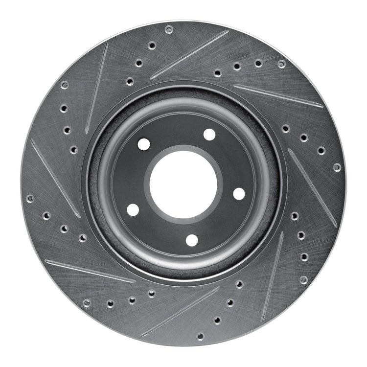 E-Line Drilled & Slotted Silver Brake Rotor, 2005-2006 GM, Position: Front Right
