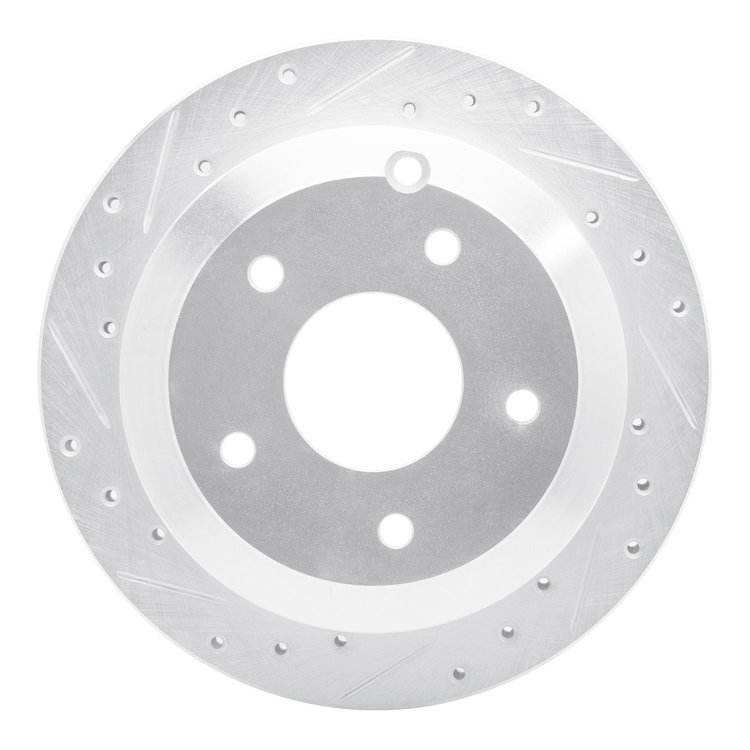 E-Line Drilled & Slotted Silver Brake Rotor, 2005-2006 GM, Position: Rear Left